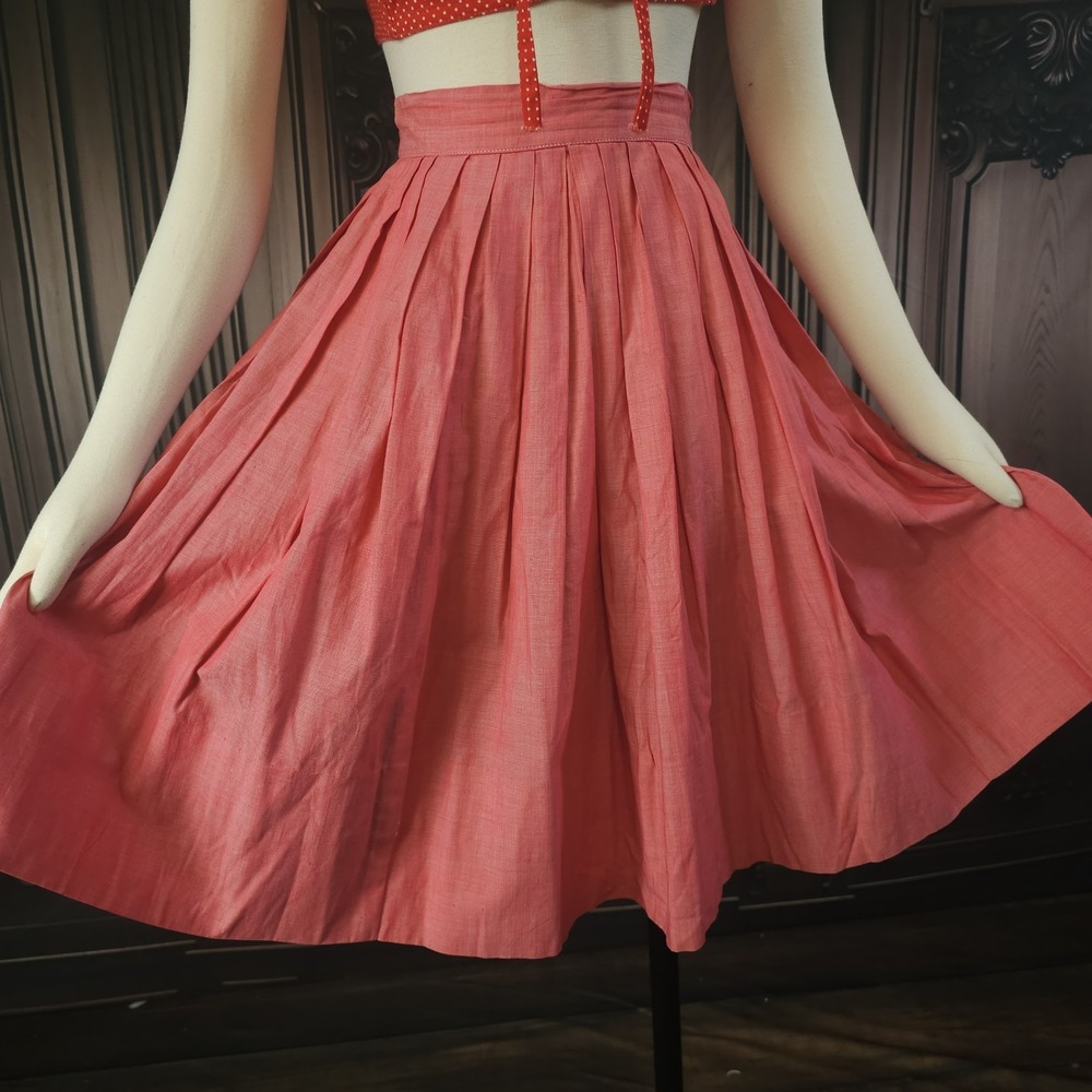 Vintage 1950s Skirt Pleated Pink Circle Skirt Retro Pinup‎ Rockabilly Metal...
